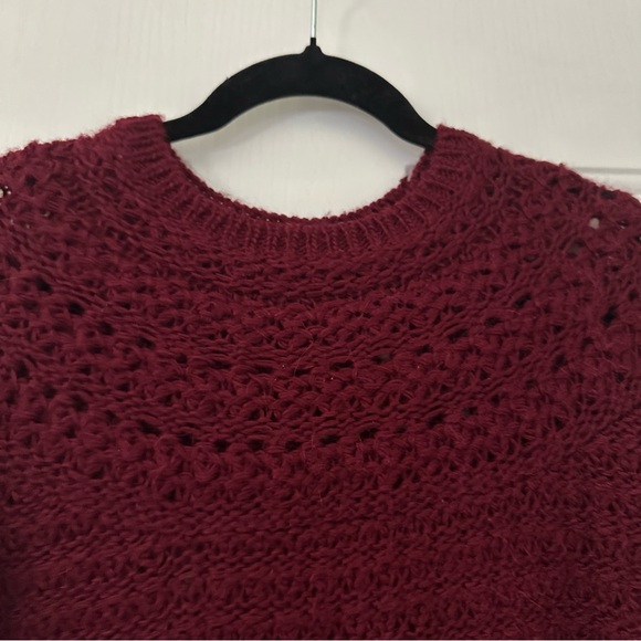 Lauren Ralph Lauren Pointelle Crewneck Sweater alpaca Wool Claret Medium - Picture 5 of 7